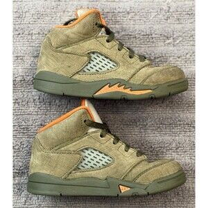 Nike Air Jordan 5 Retro Olive Army Orange Kids Size 8C 440890-308